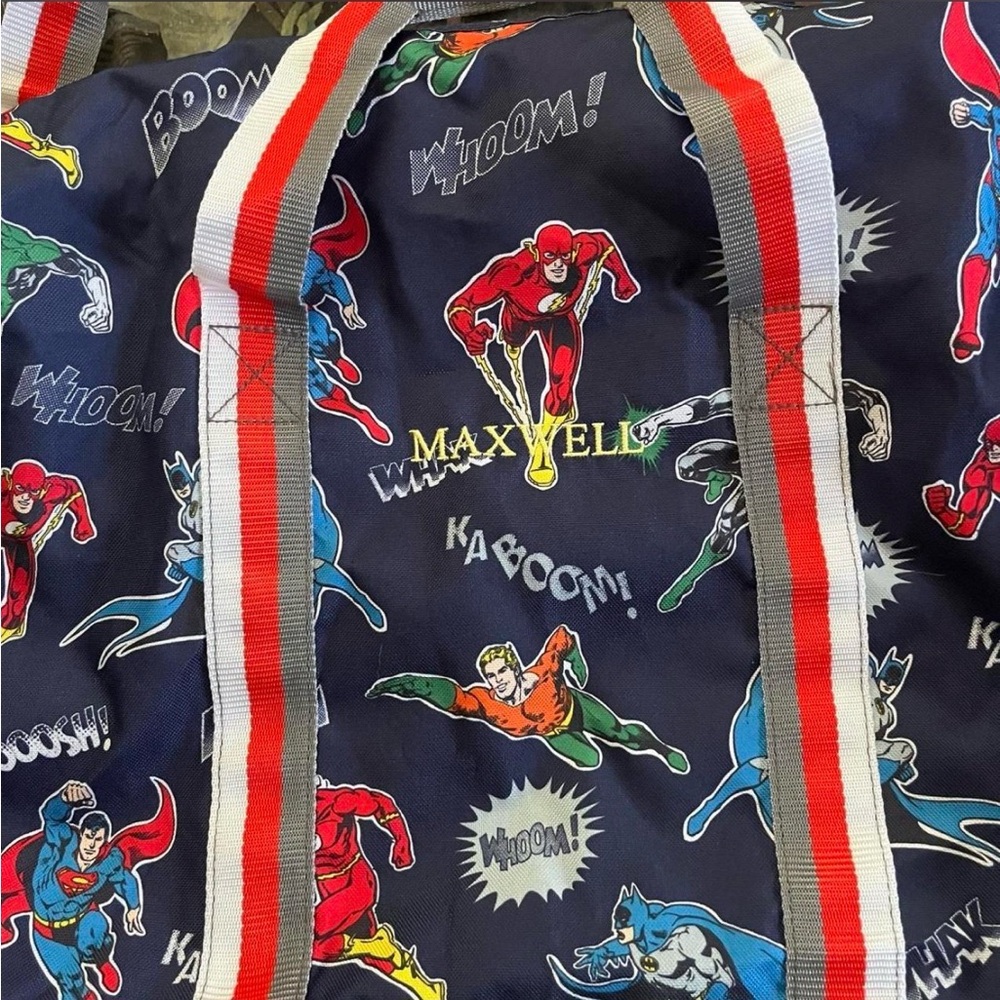 Pottery Barn Kids DC Comics navy duffle bag embroidered with “MAXWELL” - Picture 2 of 6